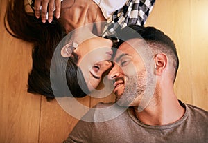 When I close my eyes, youre all I see. a young couple relaxing together at home.