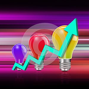 I dea light bulbs with graph on abstract background