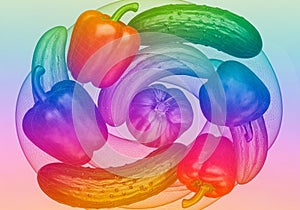 I-generated image featuring colorful vegetables arranged in a spiral