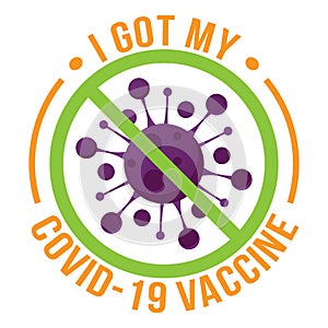 I got my Vaccine - status for Social distancing poster with text Label Vector of Vaccinated People.