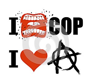 I hate cop. loud cry of sign of aggression and hatred for police
