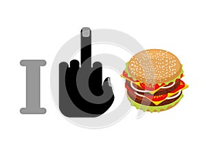 I hate hamburger. and burger. logo for healthy food. Agains