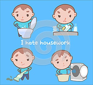 I hate housework cute cartoon