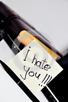 I hate you sticker note