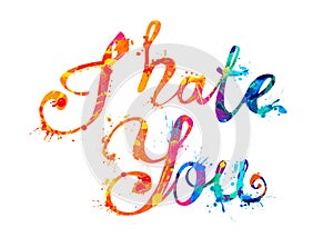 I hate you. Vector splash paint letters