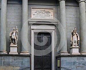 Entrance to Basilica of Saints Maurice and Lazarus, Turin Italy. Taken in July 2018 photo