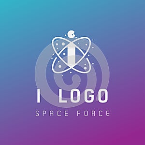 i initial space force logo design galaxy rocket vector in gradient background