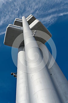 The Å½iÅ¾kov television tower In the Å½iÅ¾kov district of Prague from below