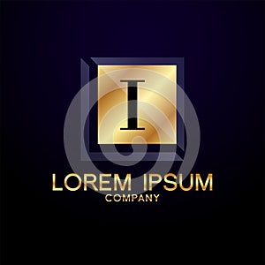 I Letter Alphabet Gold Premium Logo