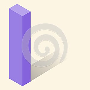 I letter in isometric 3d style with shadow