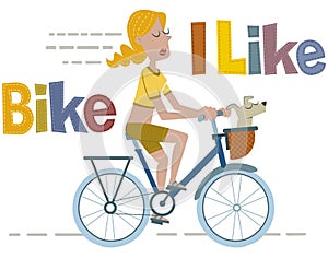 I like bike, young woman