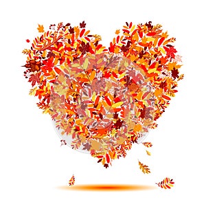 I love autumn! Heart shape from falling leaves