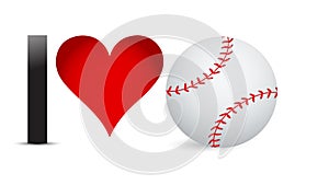 I love Baseball, Heart with Baseball Ball Inside