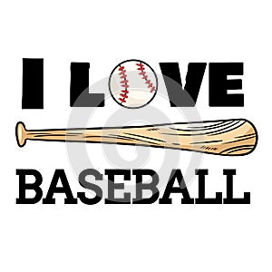 I love baseball sport design. Baseball ball and bat typography print