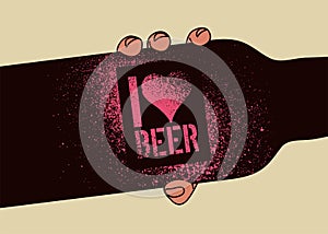 I love beer. Beer typographic stencil spray grunge style poster design. Retro vector illustration.