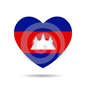 I love Cambodia. Cambodia flag heart vector illustration isolated on white background