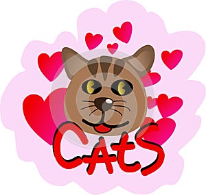 I love cats image with hearts