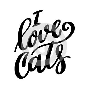 I love cats. Lettering phrase isolated on white