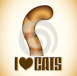 I love cats vector lettering, Cat tail Icon - emblem
