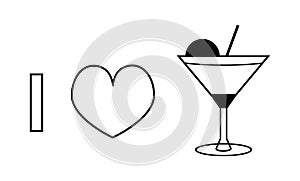 I love cocktail vector line icon