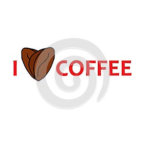 I love cofee Coffee shop logo. Coffee bean art design stock vector illustration