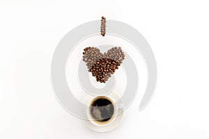 I love coffee concept with cup of coffee isolated