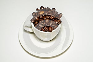 I love coffee! Cup full of coffee beans