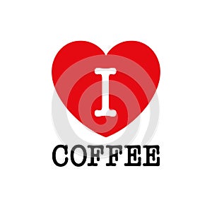 I love coffee, font type with heart sign.