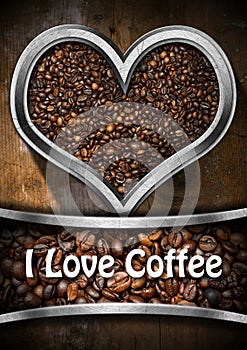 I Love Coffee - Heart with Roasted Coffee Beans