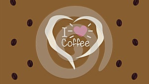 i love coffee lettering in heart animation