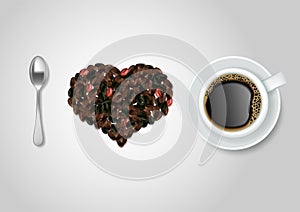 I love coffee quote vector top view illustration