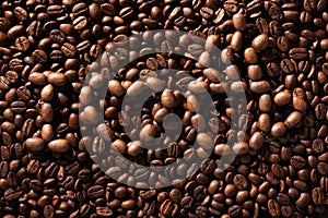 I love coffee. Shapes made from coffee beans.