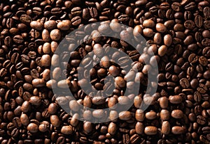 I love coffee. Shapes made from coffee beans.