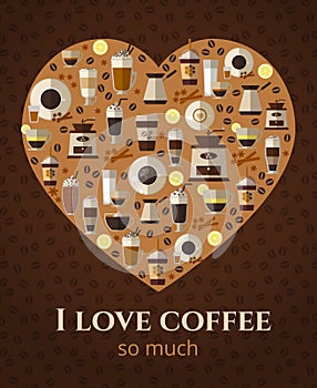 I love coffee sign in shape of heart