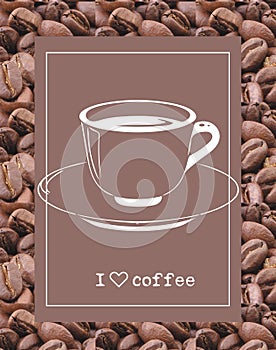 `I love coffee` which combines photo and illustration