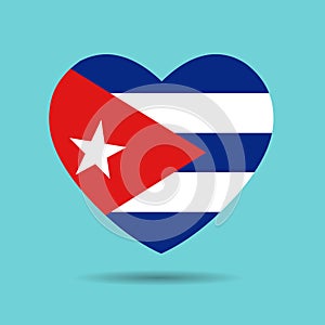 I love Cuba. Cuba flag heart vector illustration