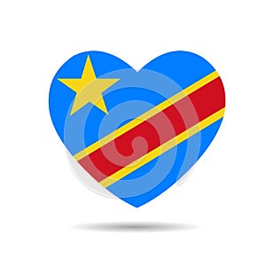 I LOVE Democratic Republic, Democratic Republic of the Congo flag heart vector illustration isolated on white background