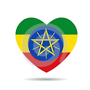I love Ethiopia. Ethiopia flag vector heart vector illustration isolated on white background