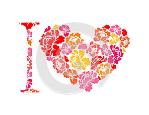 I love flower. Symbol heart of flowers roses.