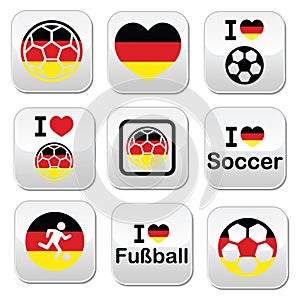 I love German football, soccer buttons set