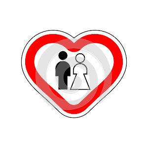 I love getting married. Road sign of love. Road sign. Red road sign in the shape of a heart. Symbol of love for wedding