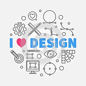 I love graphic design round vector line illustration