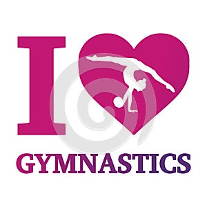 I love gymnastics. Vector young woman silhouette