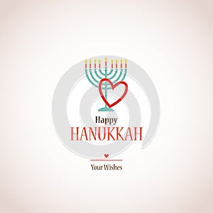 I love hanukkah, hanukkah menora with heart photo