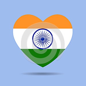 I love India, India flag heart vector illustration