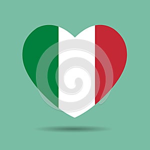 I love Italy, Italy flag heart vector illustration isolated on white background