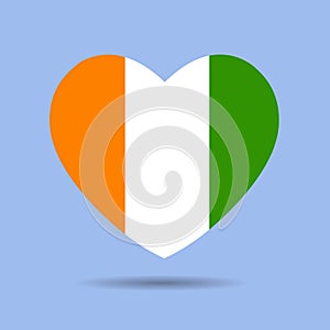 I love Ivory Coast, Ivory Coast flag heart vector illustration