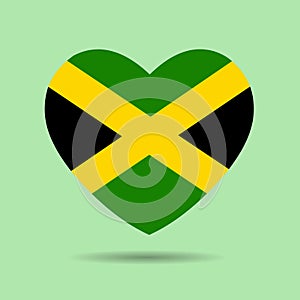 I love Jamaica, Jamaica flag heart vector illustration isolated on white background