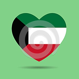 I love Kuwai,  Kuwait flag heart vector illustration isolated on white background