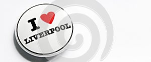 I love Liverpool - white brooch with red heart